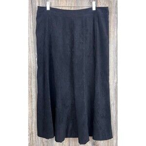 Christopher & Banks Size 14 Smooth Corduroy Skirt Stretch Modest Pinwheel Black